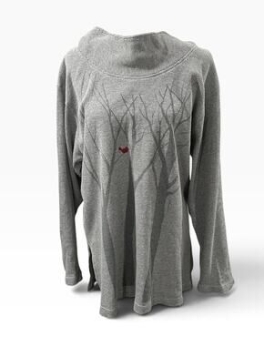 Marushka Gray Waffle Long Sleeve High Neck Top Cardinal in Woods Plus Size 2X